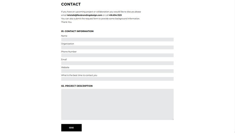 Screenshot of Flex Branding Design website – 3 of 3